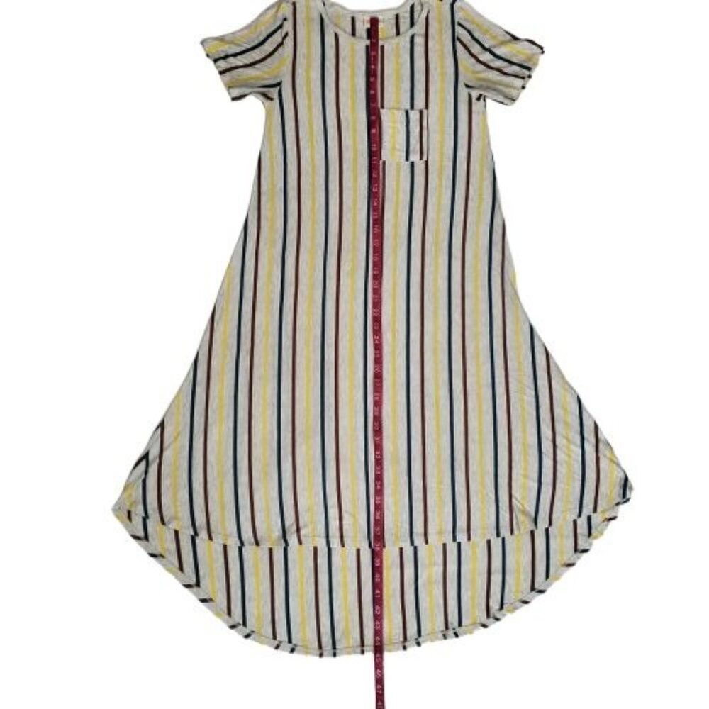 LulaRoe Women's Multicolor Vertical‎ Stripes High-Low Carly Swing Dress Size XXS - Picture 15 of 15
